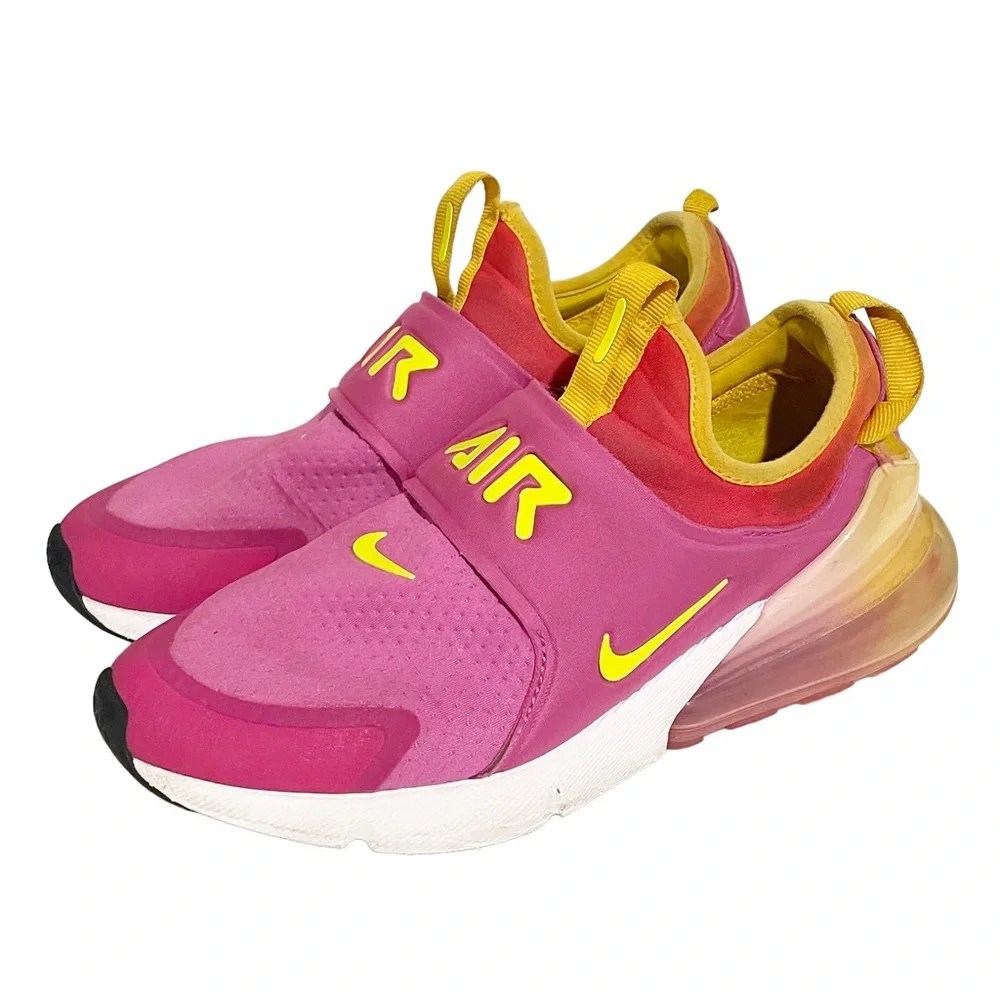 Nike Air Max‎ 270 Youth 6.5 Extreme SE GS CN8280 600 Fuchsia Slip on Sneakers